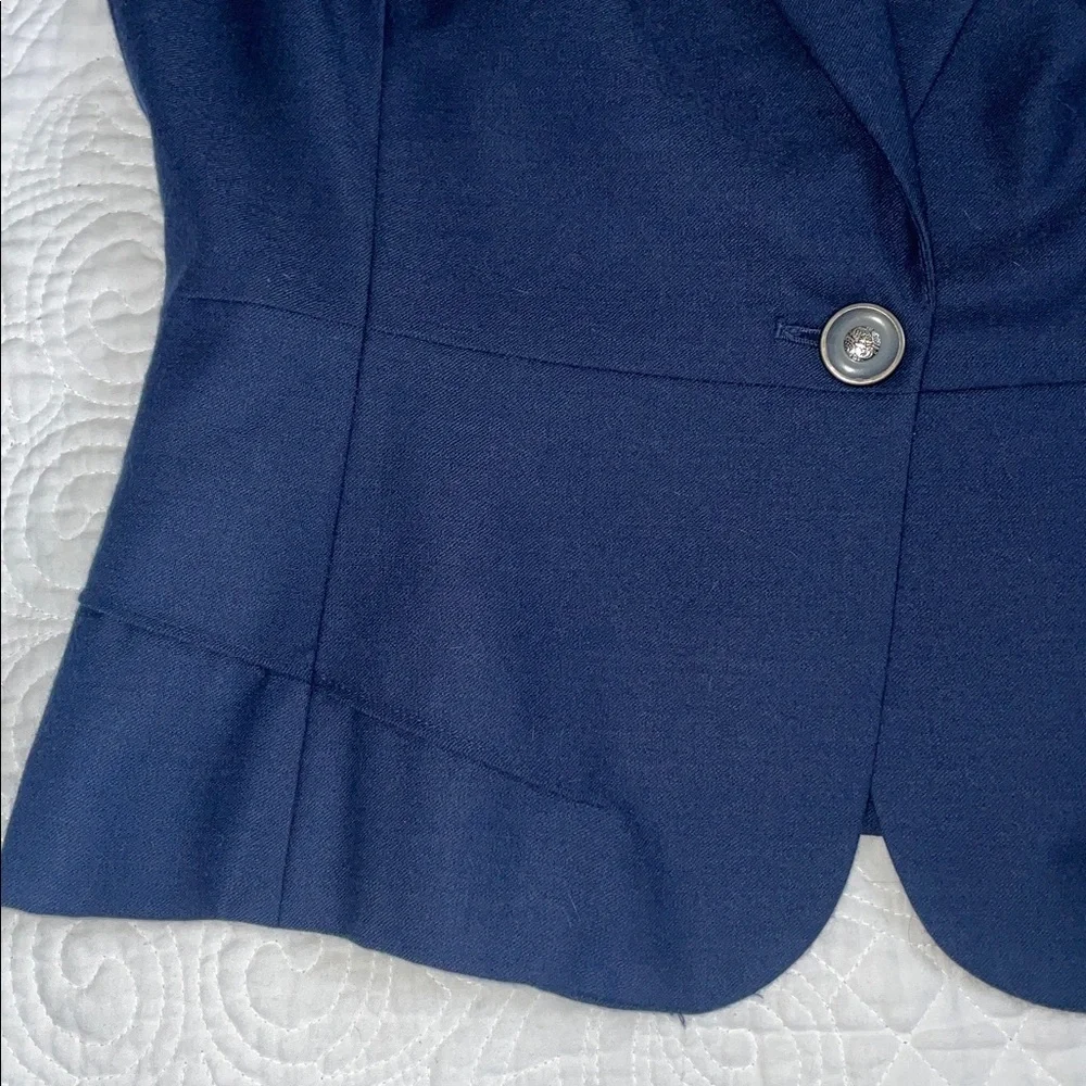 J G Hook Vintage Wool Lined Navy Blue Women's Blazer. Size 12. Tailored Waist.